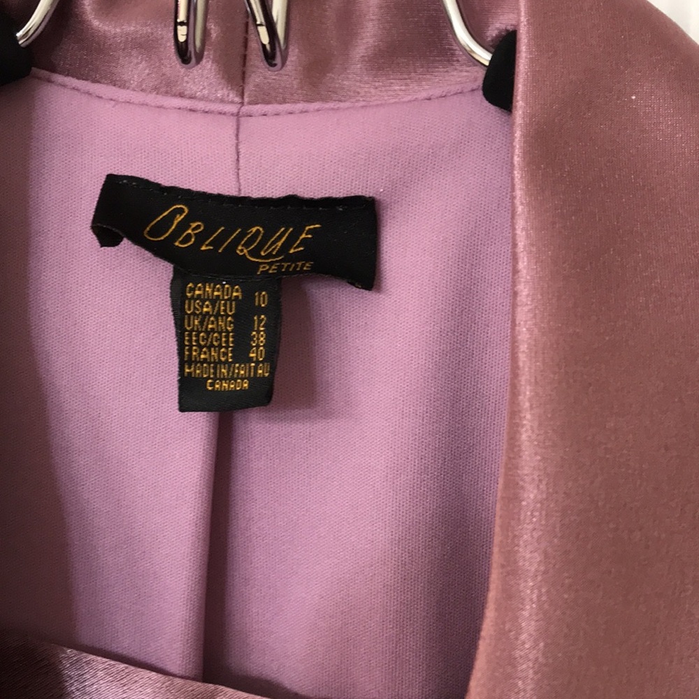 Oblique 2 Piece Sparkly Crepe Chiffon & Satin Dusty Rose Jacket & Skirt; Size10 - Picture 4 of 16